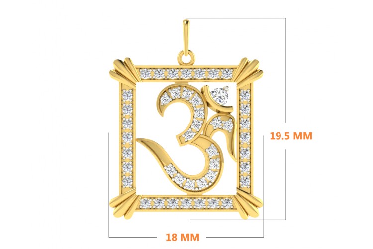 Auspicious Aum Pendant in Gold with diamonds